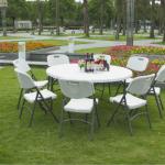 5 feet white outdoor and indoor plastic round folding table (banquet)