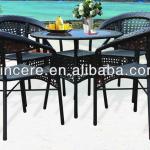 2014 Hot Sell Stackable Pe Rattan Chair and Table Garden Set-121+079