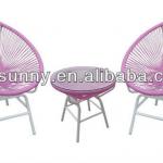 Colorful rattan bistro cheers furniture table and egg shaped chairs for sale-WF-1041