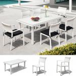 All Weathe White Color Dining Set Wicker Furniture