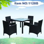 Outdoor Wicker rattan set with 1-table and 4-chair rattan Furniture