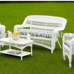 Outdoor PS4S-WHITE Portside Coastal White Wicker Furniture Patio Set