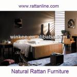 Fashionable rattan bedroom furniture set king size bed