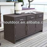 Outdoor rattan patio cabinet