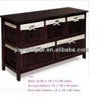 Wholesale wood frame wicker drawer cabinet
