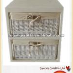 white paulownia wood cabinet with wicker drawers
