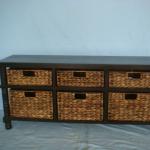 wooden cabinet with maize basket and fibric lining
