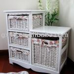 wooden frame with wicker drawer Living room cabinet
