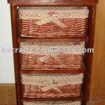 Cabinet With 4 Vertical Wicker Baskets