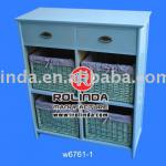 wooden chest 4-er with wicker basket
