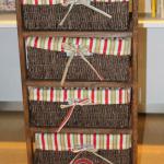 Four layers of brown storage cabinet with storage basket