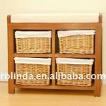 Wooden Cabinet Frame with Willow Drawers