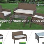 outdoor steel rattan 2 armchairs+1table+1 love seat-X036