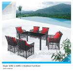 Red Cushion with Black Round Rattan Outdoor Furniture 1005-1-6005-1-1005-1-6005-1