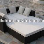 popular design rattan double sun bed for garden furniture