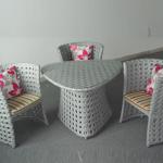 Flower hand waving Outdoor leisure cane coffee shop tables and chairs Rattan furniture set