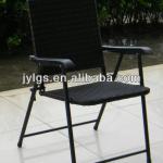 Outdoor Patio Furniture Steel Frame Rattan Folding Dining Chair with armrests