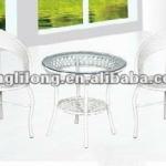 outdoor white wicker dining set-wicker table and wicker chair-CA-W08307