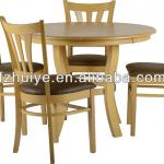 antique round natural oak dining table and chair set