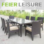 A6085CH poly rattan dining table chair 9pcs rattan dining table