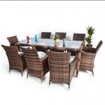 8 Seater + 1 Table Rattan Garden Furniture Chairs Set Outdoor Wicker brown