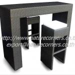 Aluminum Frame Outdoor High Rattan Bar Table with Stool