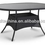 All Weather Leisure Outdoor Rattan Table With Glass Top