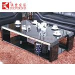 wooden leg glass top coffee table-CJ-200