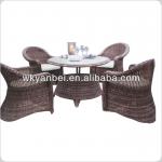 Alu rattan polywood round dining 105cm table-YB-SM074