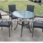 PE rattan patio table and chairs set - 5pcs