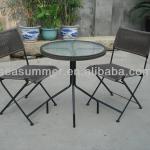 2013 rattan fiberglass outdoor furniture round table and 2 chair