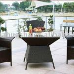 3 pc Outdoor Wicker Dining Table Set Patio Furniture