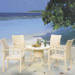 comfortable outdoor PE rattan white table and chair(TZC-DS-010)