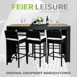 T6092CH Wicker Woven Furniture Set Popular Bar Table And Chair With Glass