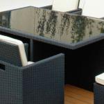 Alum Frame With Tempered Glass Rattan Restaurant Table