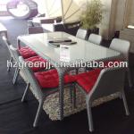 outdoor white wicker 8pcs dining set 0014-0014