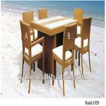 Hot Sale Rattan Furniture Cheap Dining Table and Six Chairs Set