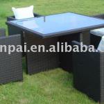 glass dining table or wicker furniture