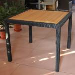 plastic wood top rattan frame patio table