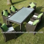Poly Rattan Outdoor Six-person Patio Dining Table Set