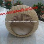Natural rattan outdoor oval cat bed