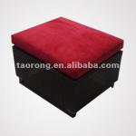 square rattan ottoman with seat cushion and wood legs OT-006