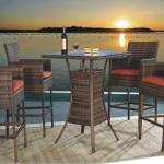 Hot sale PE Rattan wicker Aluminum dark Brown bar stool high chair