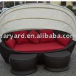 Rattan outdoor Oval sun bed sets