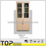 Open glass doors file cabinet solid wooden