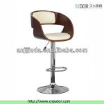 White Faux Leather Wooden Bar chair