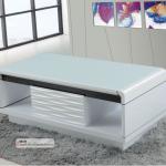 Modern tempered glass+high glossy MDF coffee table with drawer