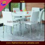 Round high gloss MDF and metal dining table SDT-287