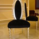 New design wooden dining room chair with hand carving covered by silver foil