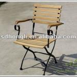 Garden aluminium folding chair with teak wooden slats furniture-HLTDS075